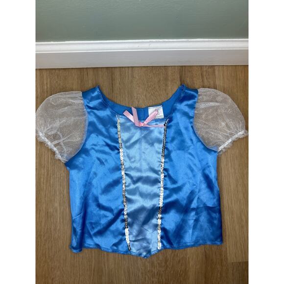 Disney Cinderella Girls 4/6 2 Piece Dress Up Costume Blue Sequence Skirt - Picture 2 of 6